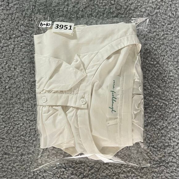 Vera Fishbaugh Blouse Womens Large White Button Down Ruffle Front Classic - Picture 10 of 10